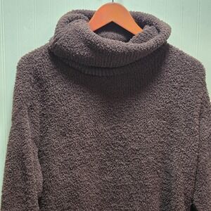 Alexis Taylor Sweater Womens XL Brown Cowl Neck Sherpa Knit Pullover Cozy